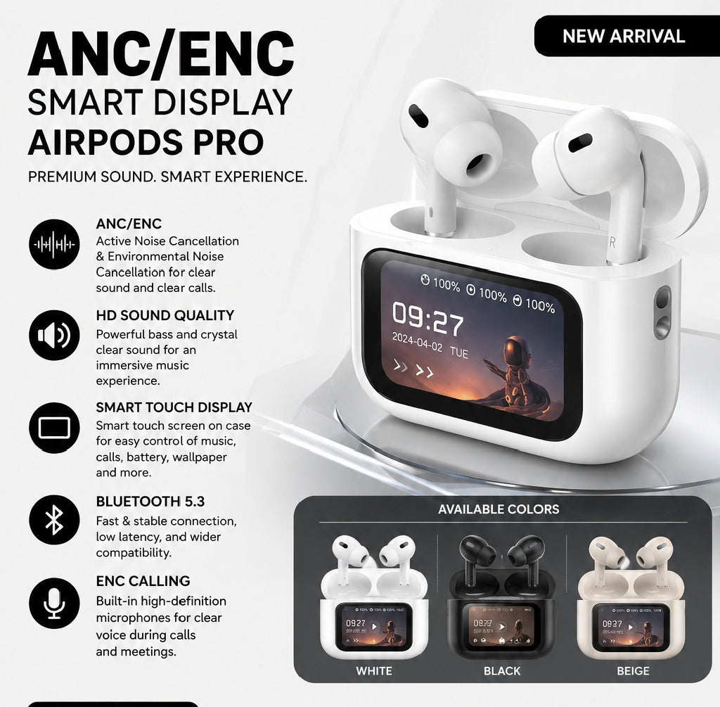 A9 Pro ANC/ENC Earbuds With Smart Display